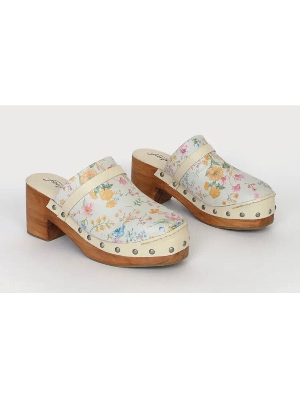 Free People Women's Leather Calabasas Floral Clogs - Women's 38